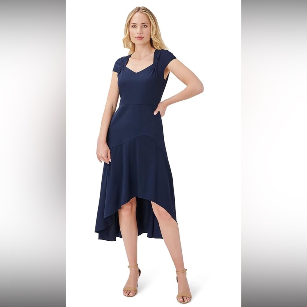 Adrianna Papell Midnight Blue High Low Cap Sleeve Dress - NWT - Sz 6